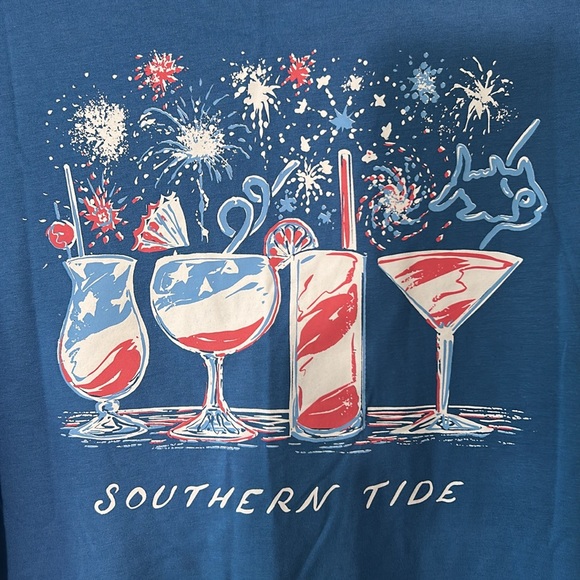Southern Tide Large Tee Shirt Firework Flight Tee in Atlantic Blue NWT - Picture 7 of 12
